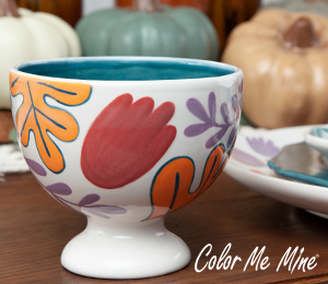 Color Me Mine Murfreesboro Floral Pedestal Bowl