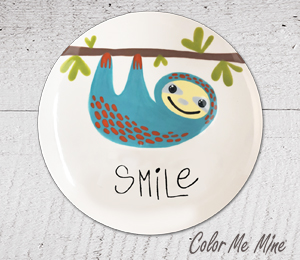 Color Me Mine Murfreesboro Sloth Smile Plate