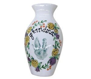 Color Me Mine Murfreesboro Floral Handprint Vase